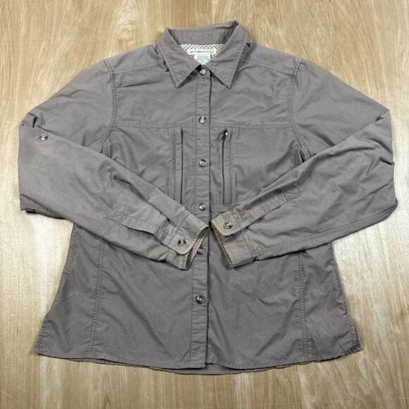 Exofficio Women's (Size Small) Brown Long Sleeve Button Front Shirt Top Nylon - Picture 1 of 5